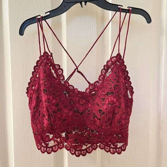 Free People Other - Free People FP One Celine Longline Lace Mulberry Bralette Women's Size Large